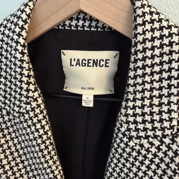 L'AGENCE Candra Zip Pocket Houndstooth Check Blazer - Picture 5 of 13